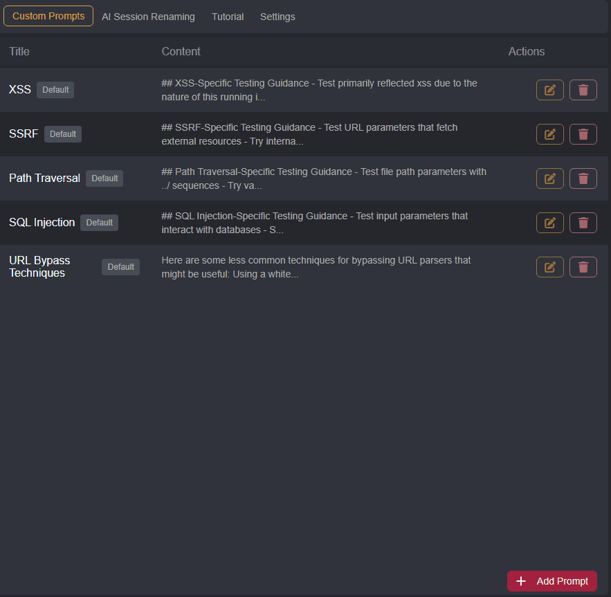Custom prompts.